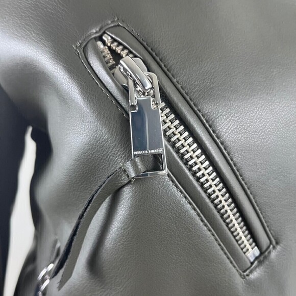 Rebecca Minkoff Women Size L Green Faux Leather Asymmetrical Moto NEW Jacket - Picture 14 of 16